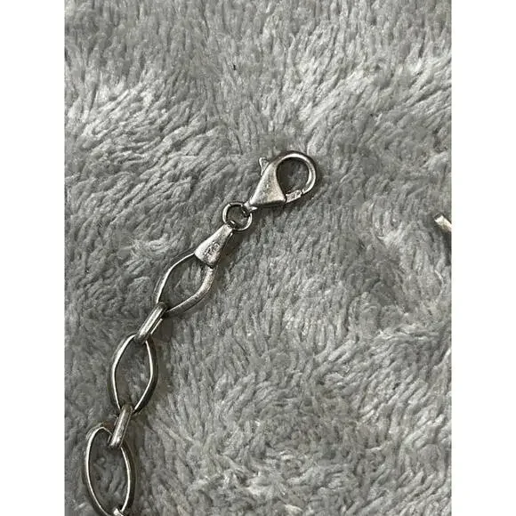 Sterling Silver Blue and White CZ Bracelet 7.5 Inches !! - Picture 6 of 14